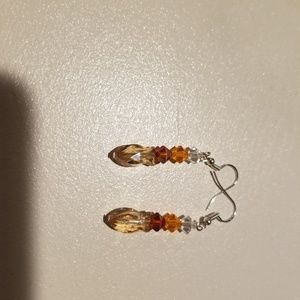 Swarovski crystal fish earrings orange